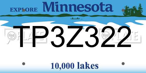 TP3Z322 Minnesota License Plate