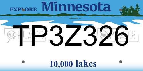 TP3Z326 Minnesota License Plate