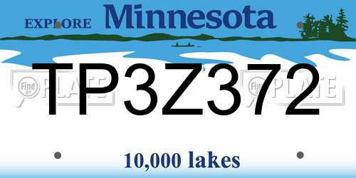 TP3Z372 Minnesota License Plate