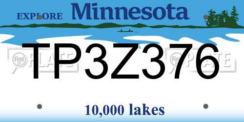 TP3Z376 Minnesota License Plate
