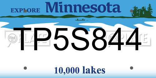 TP5S844 Minnesota License Plate