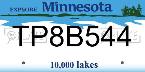 TP8B544 Minnesota License Plate