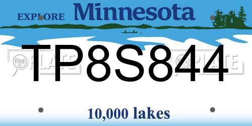 TP8S844 Minnesota License Plate