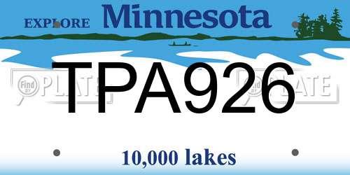TPA926 Minnesota License Plate