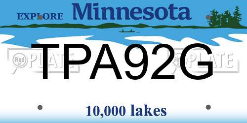 TPA92G Minnesota License Plate