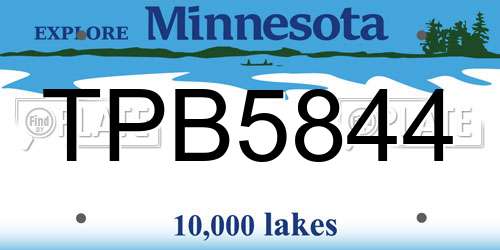 TPB5844 Minnesota License Plate