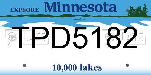 TPD5182 Minnesota License Plate