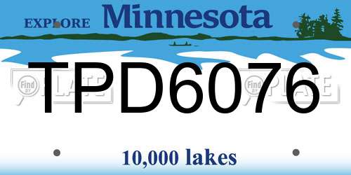 TPD6076 Minnesota License Plate