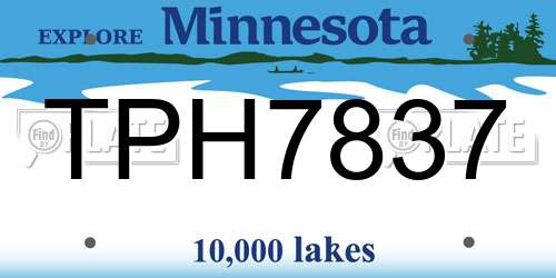 TPH7837 Minnesota License Plate