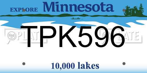 TPK596 Minnesota License Plate