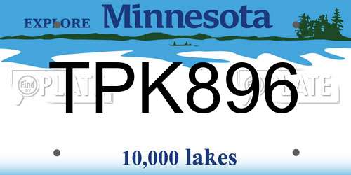 TPK896 Minnesota License Plate