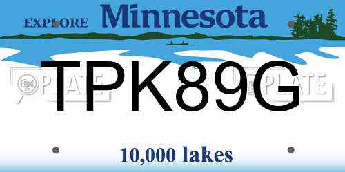 TPK89G Minnesota License Plate