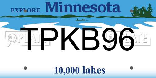 TPKB96 Minnesota License Plate