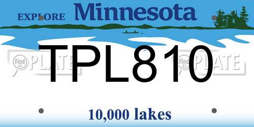 TPL810 Minnesota License Plate