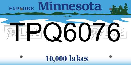 TPQ6076 Minnesota License Plate