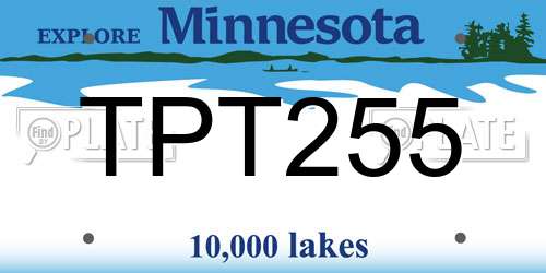 TPT255 Minnesota License Plate