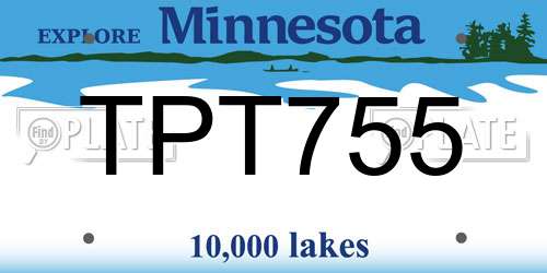 TPT755 Minnesota License Plate