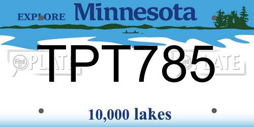 TPT785 Minnesota License Plate