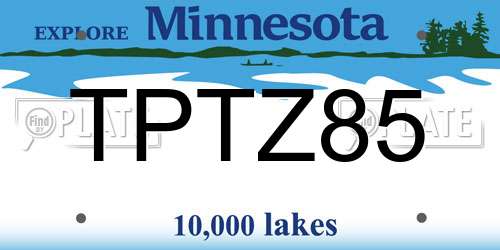 TPTZ85 Minnesota License Plate