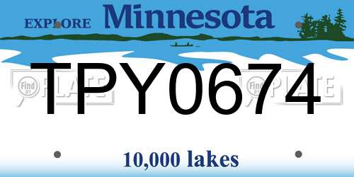 TPY0674 Minnesota License Plate