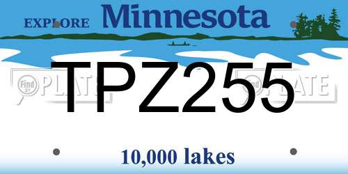 TPZ255 Minnesota License Plate