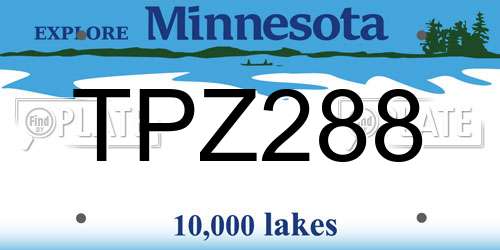 TPZ288 Minnesota License Plate