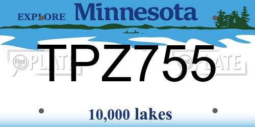 TPZ755 Minnesota License Plate