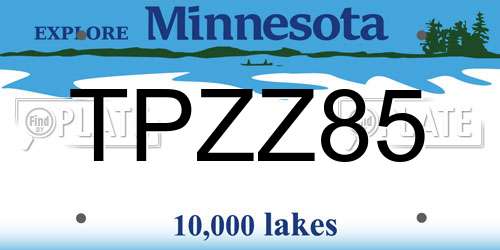 TPZZ85 Minnesota License Plate