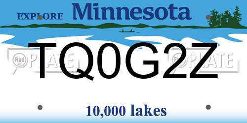 TQ0G2Z Minnesota License Plate