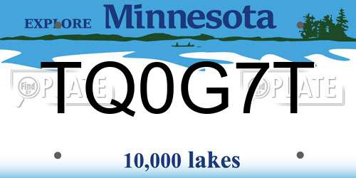 TQ0G7T Minnesota License Plate