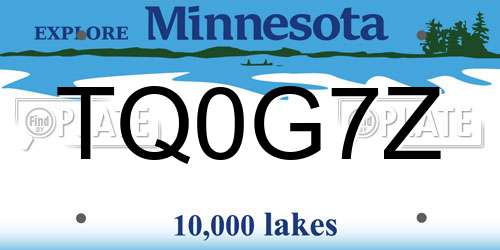 TQ0G7Z Minnesota License Plate