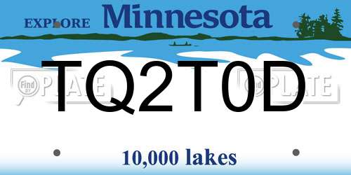 TQ2T0D Minnesota License Plate