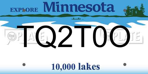 TQ2T0O Minnesota License Plate