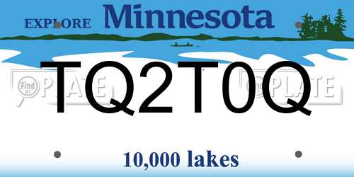TQ2T0Q Minnesota License Plate
