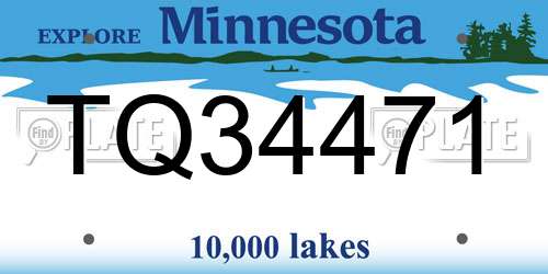 TQ34471 Minnesota License Plate