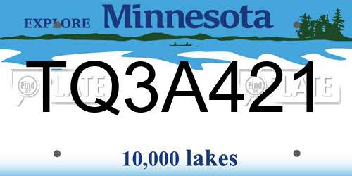 TQ3A421 Minnesota License Plate