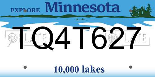 TQ4T627 Minnesota License Plate