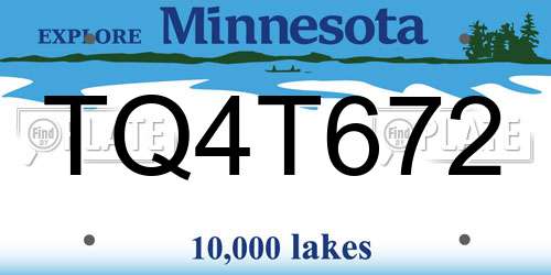 TQ4T672 Minnesota License Plate
