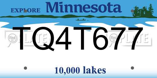 TQ4T677 Minnesota License Plate