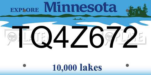 TQ4Z672 Minnesota License Plate