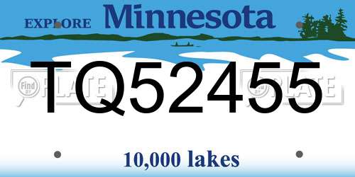 TQ52455 Minnesota License Plate