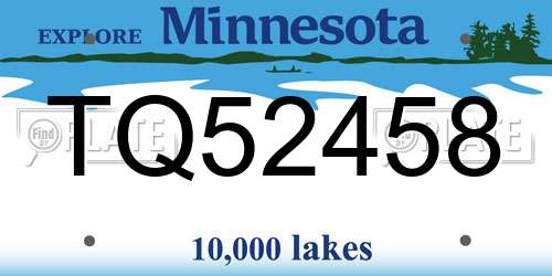 TQ52458 Minnesota License Plate