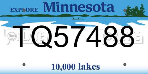 TQ57488 Minnesota License Plate
