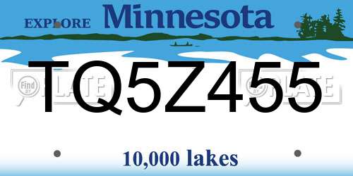 TQ5Z455 Minnesota License Plate