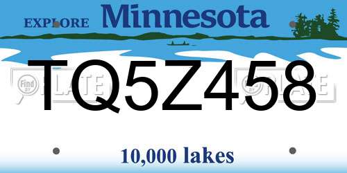 TQ5Z458 Minnesota License Plate
