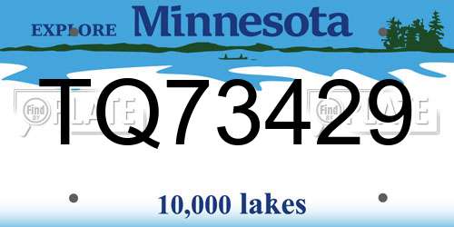 TQ73429 Minnesota License Plate