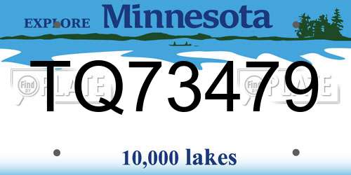 TQ73479 Minnesota License Plate