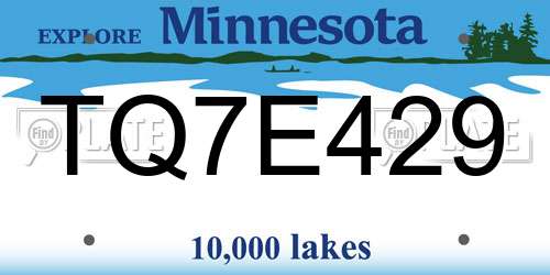 TQ7E429 Minnesota License Plate