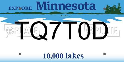 TQ7T0D Minnesota License Plate