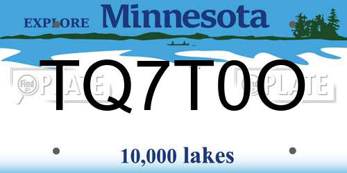 TQ7T0O Minnesota License Plate